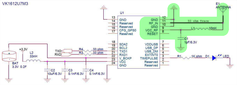 The reference schematic for VK1612U7M3 modules that use the AT6558 chip. Image source: <a href='https://www.docin.com/p-1892316503.html'>docin.com</a>